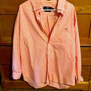 Vineyard Vines pink checkered shirt